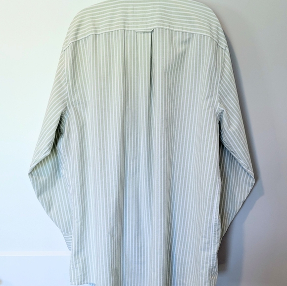 Stafford men's dress shirt wrinkle-free light green and cream stripes size 17 - Picture 5 of 6